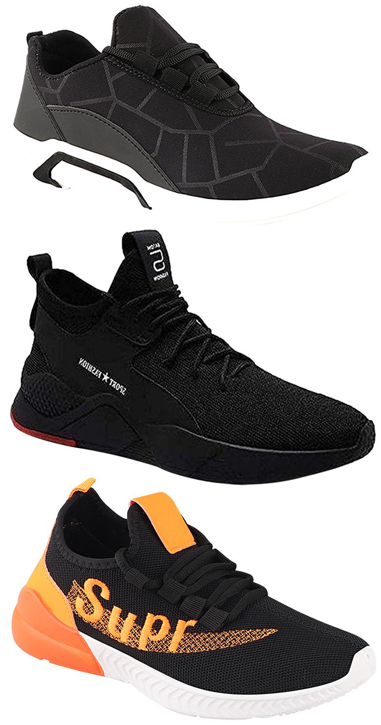 

Birde Men Multicolor Mesh Canvas Casual Sports Sneakers Runnning Shoes for Men s Boy s - UK10 (Combo of 3)