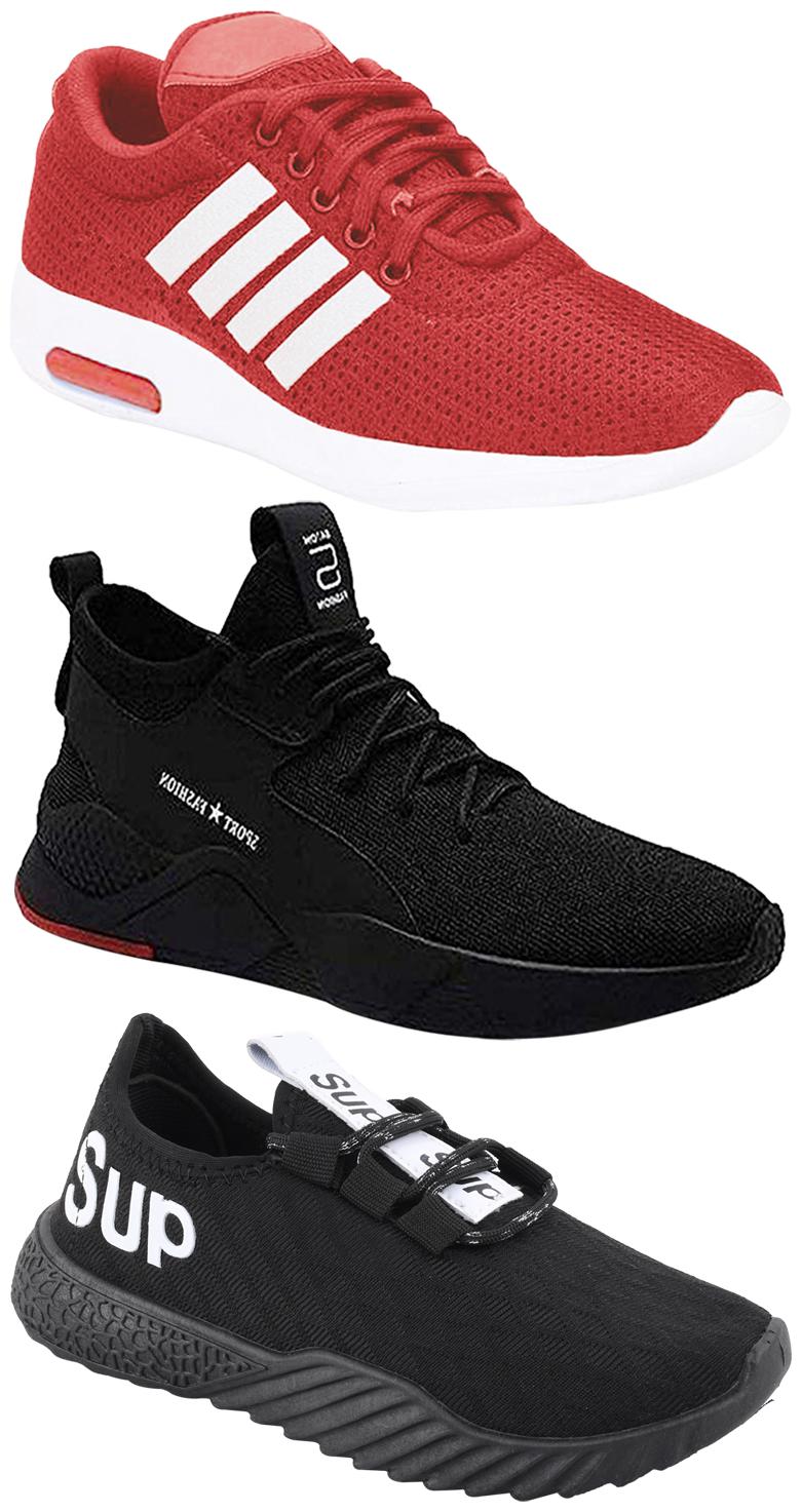 

Birde Men Multicolor Mesh Canvas Casual Sports Sneakers Runnning Shoes for Men s Boy s - UK8 (Combo of 3)