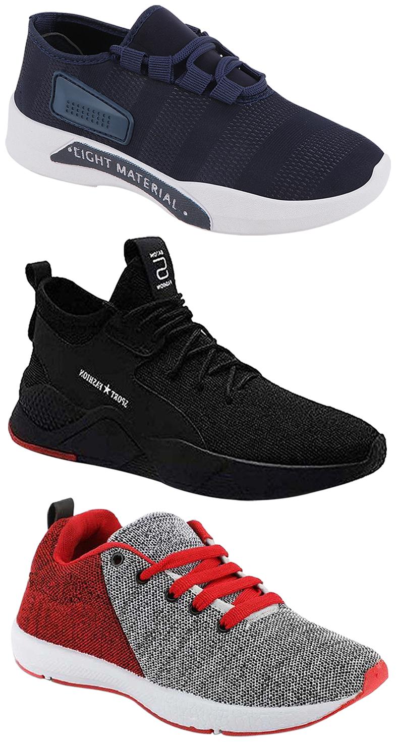

Birde Men Multicolor Mesh Canvas Casual Sports Sneakers Runnning Shoes for Men s Boy s - UK8 (Combo of 3)
