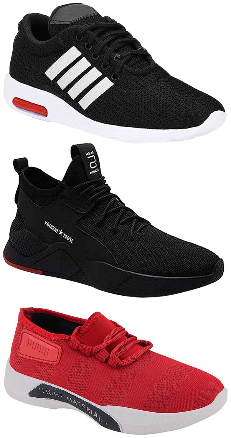 

Birde Men Multicolor Mesh Canvas Casual Sports Sneakers Runnning Shoes for Men s Boy s - UK8 (Combo of 3)
