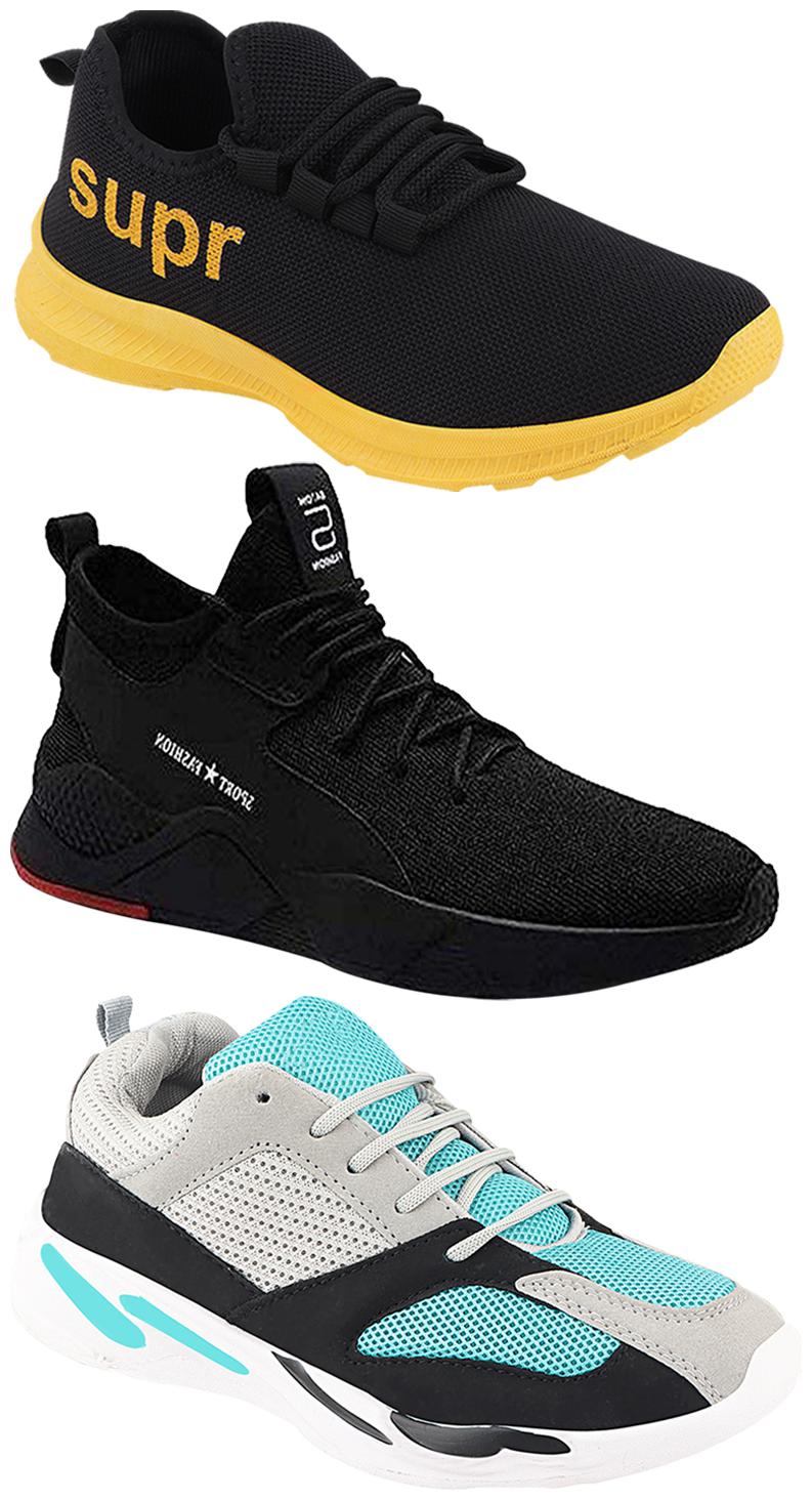 

Birde Men Multicolor Mesh Canvas Casual Sports Sneakers Runnning Shoes for Men s Boy s - UK8 (Combo of 3)