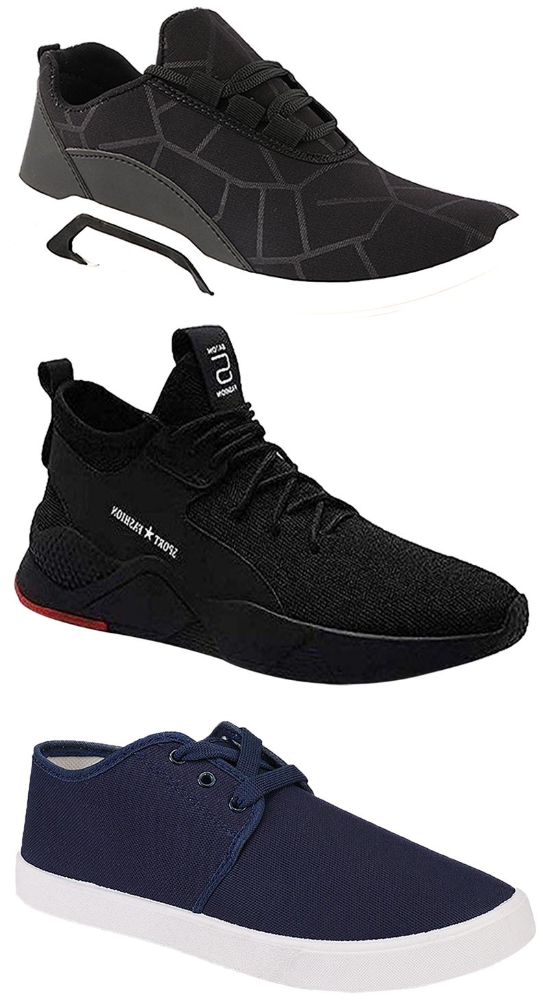 

Birde Men Multicolor Mesh Canvas Casual Sports Sneakers Runnning Shoes for Men s Boy s - UK8 (Combo of 3)
