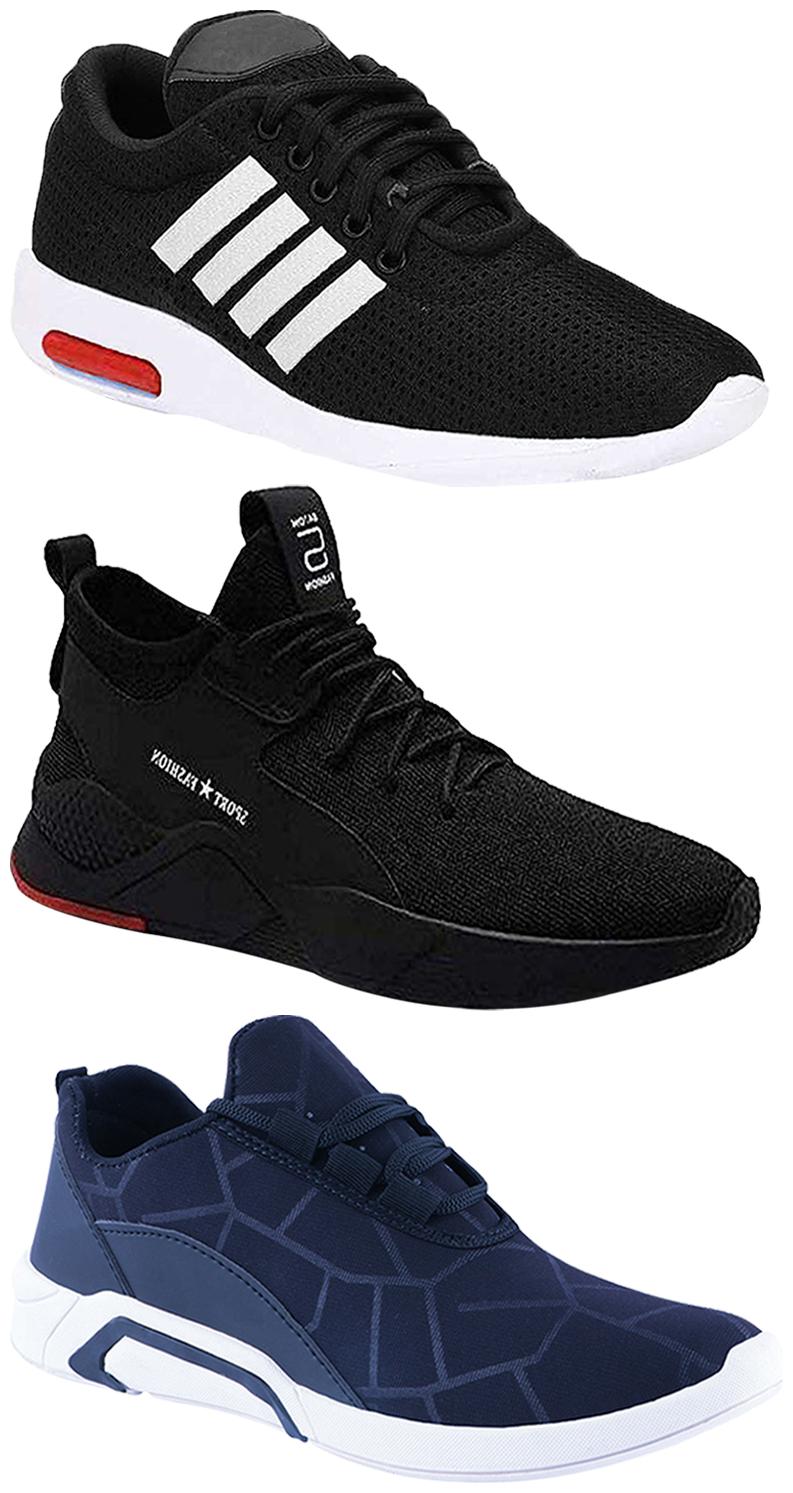 

Birde Men Multicolor Mesh Canvas Casual Sports Sneakers Runnning Shoes for Men s Boy s - UK10 (Combo of 3)