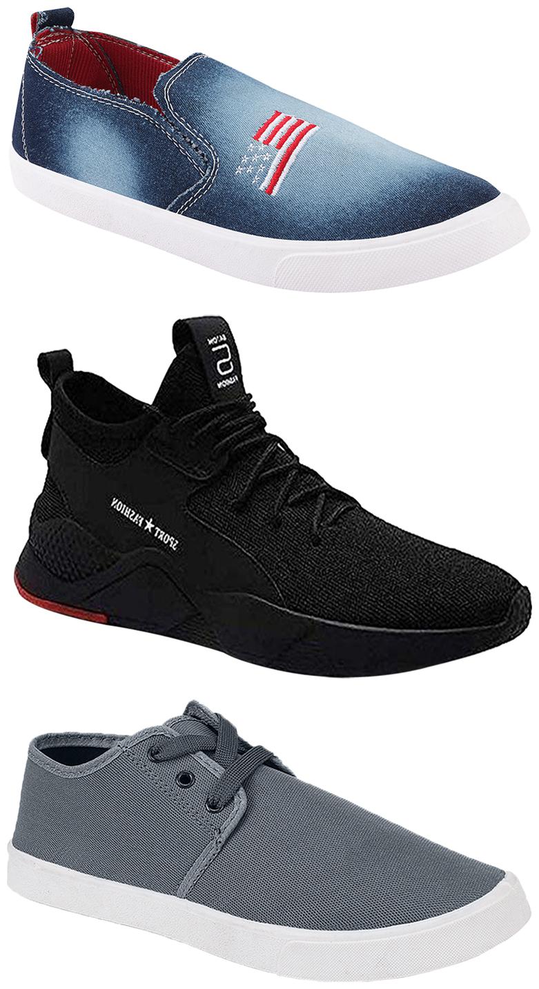 

Birde Men Multicolor Mesh Canvas Casual Sports Sneakers Runnning Shoes for Men s Boy s - UK9 (Combo of 3)