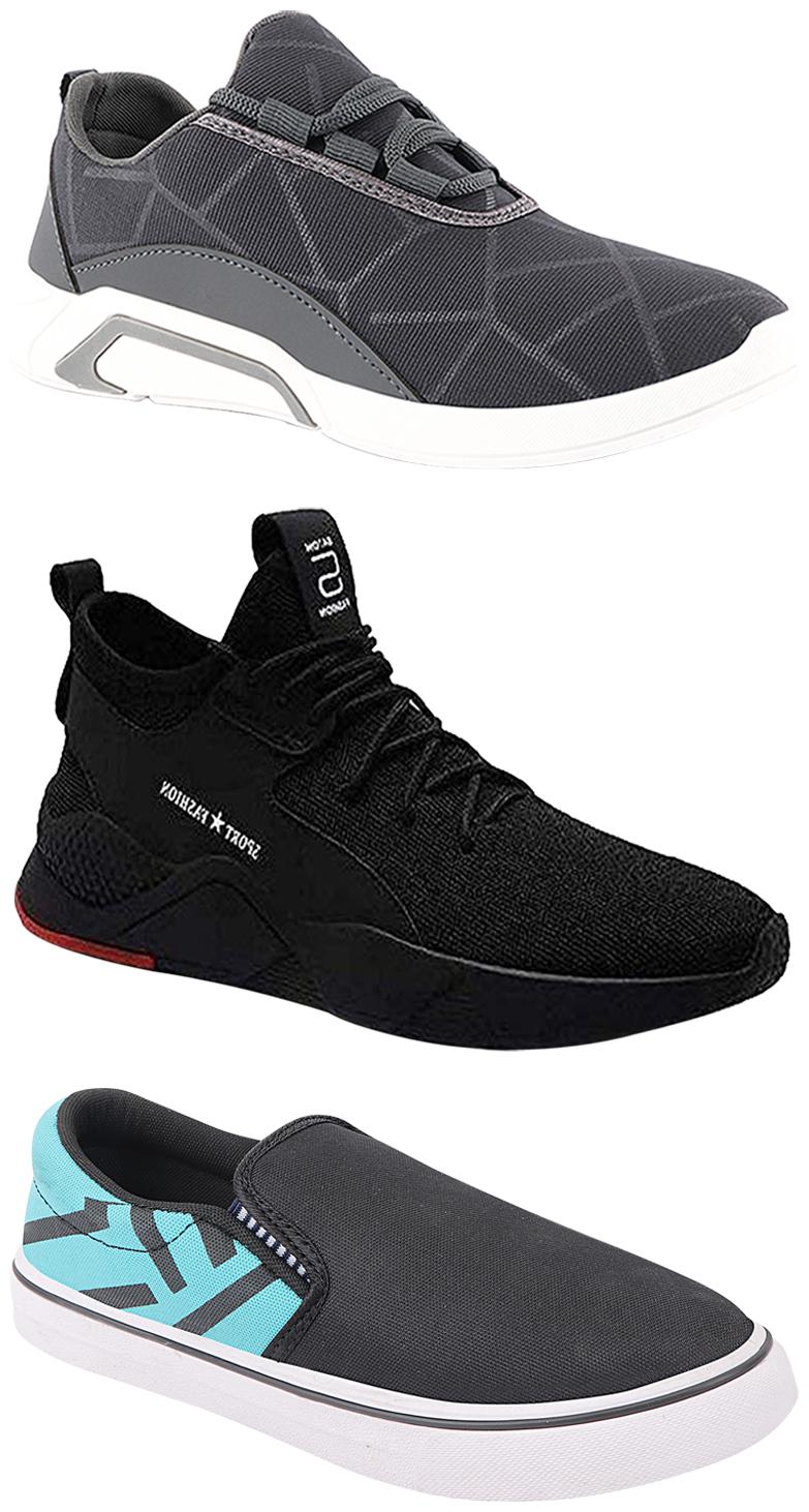 

Birde Men Multicolor Mesh Canvas Casual Sports Sneakers Runnning Shoes for Men s Boy s - UK8 (Combo of 3)