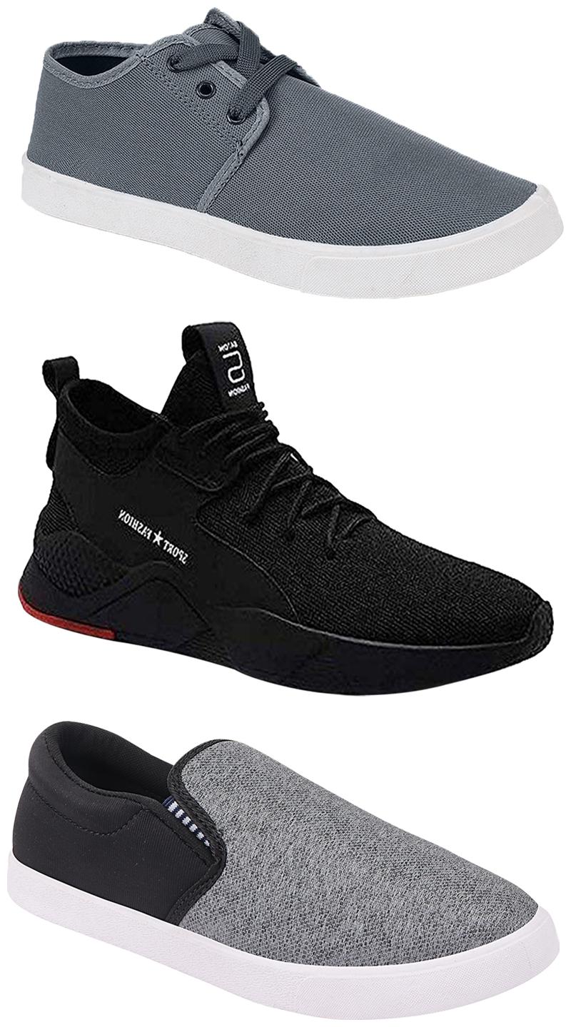 

Birde Men Multicolor Mesh Canvas Casual Sports Sneakers Runnning Shoes for Men s Boy s - UK7 (Combo of 3)
