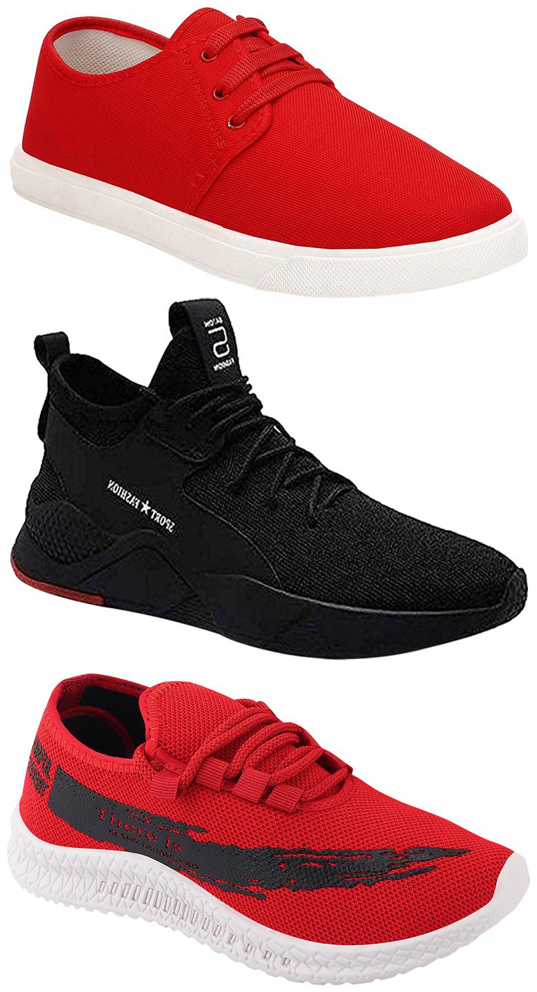 

Birde Men Multicolor Mesh Canvas Casual Sports Sneakers Runnning Shoes for Men s Boy s - UK7 (Combo of 3)