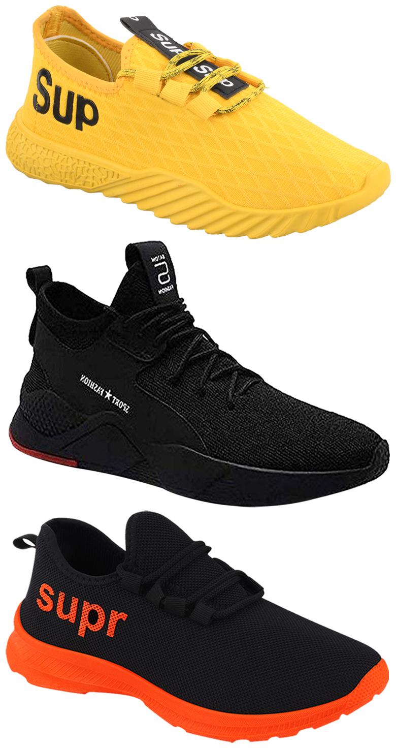 

Birde Men Multicolor Mesh Canvas Casual Sports Sneakers Runnning Shoes for Men s Boy s - UK6 (Combo of 3)