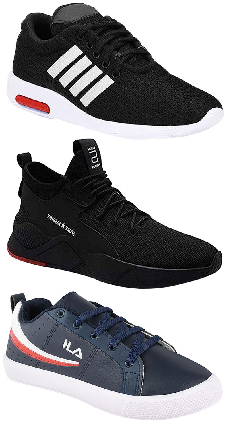 

Birde Men Multicolor Mesh Canvas Casual Sports Sneakers Runnning Shoes for Men s Boy s - UK6 (Combo of 3)