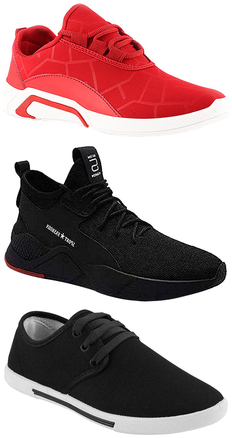 

Birde Men Multicolor Mesh Canvas Casual Sports Sneakers Runnning Shoes for Men s Boy s - UK6 (Combo of 3)