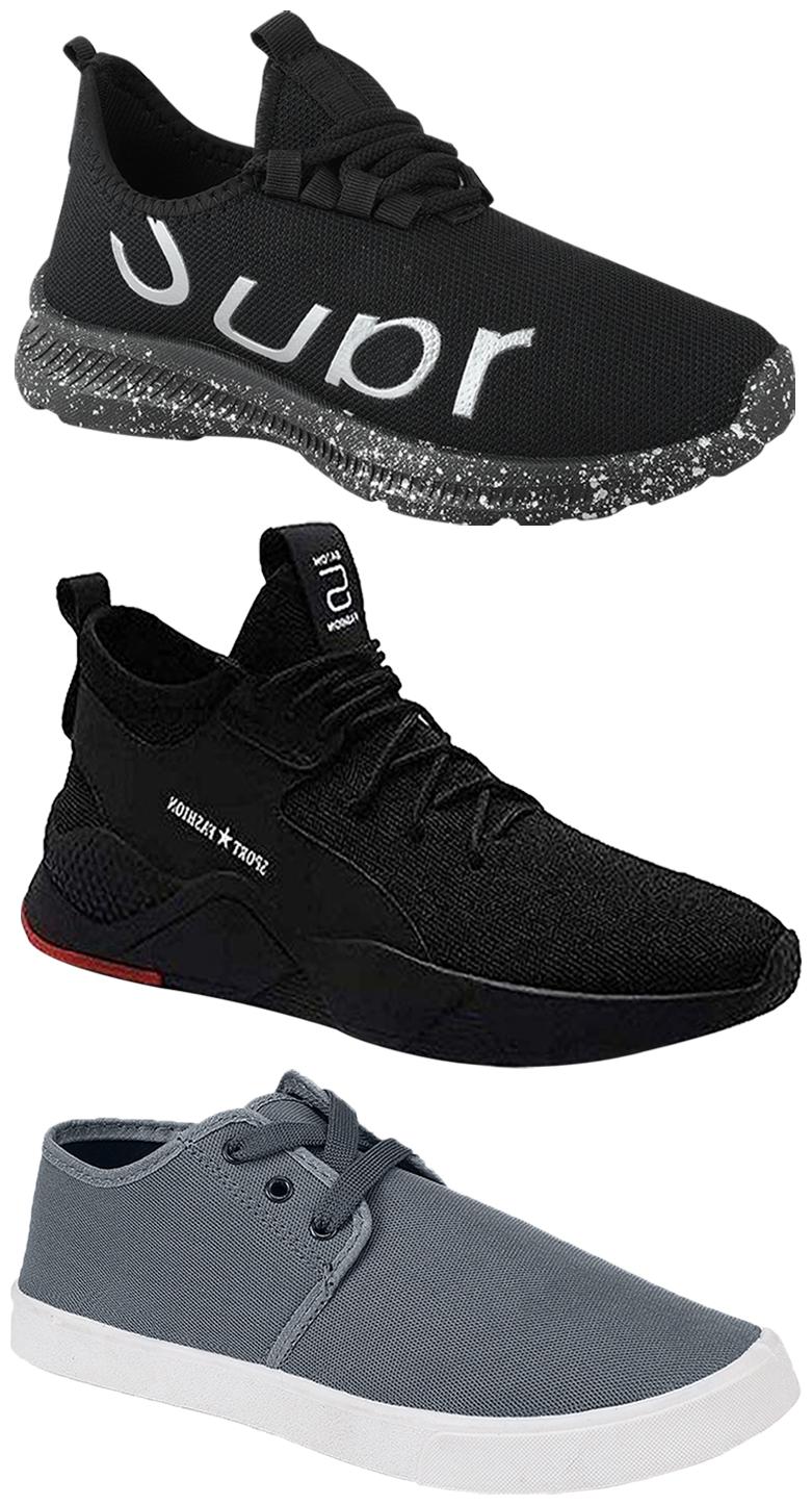 

Birde Men Multicolor Mesh Canvas Casual Sports Sneakers Runnning Shoes for Men s Boy s - UK10 (Combo of 3)