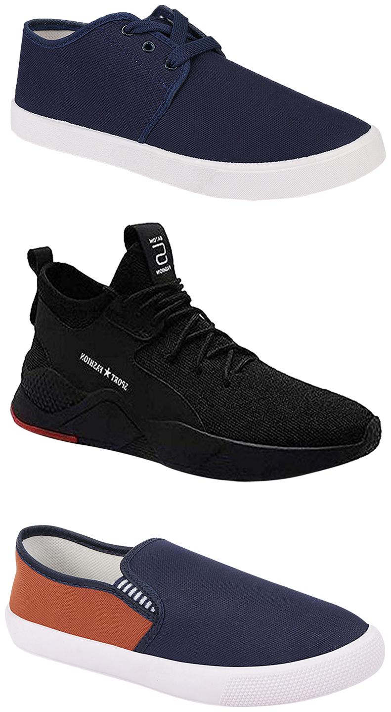 

Birde Men Multicolor Mesh Canvas Casual Sports Sneakers Runnning Shoes for Men s Boy s - UK6 (Combo of 3)