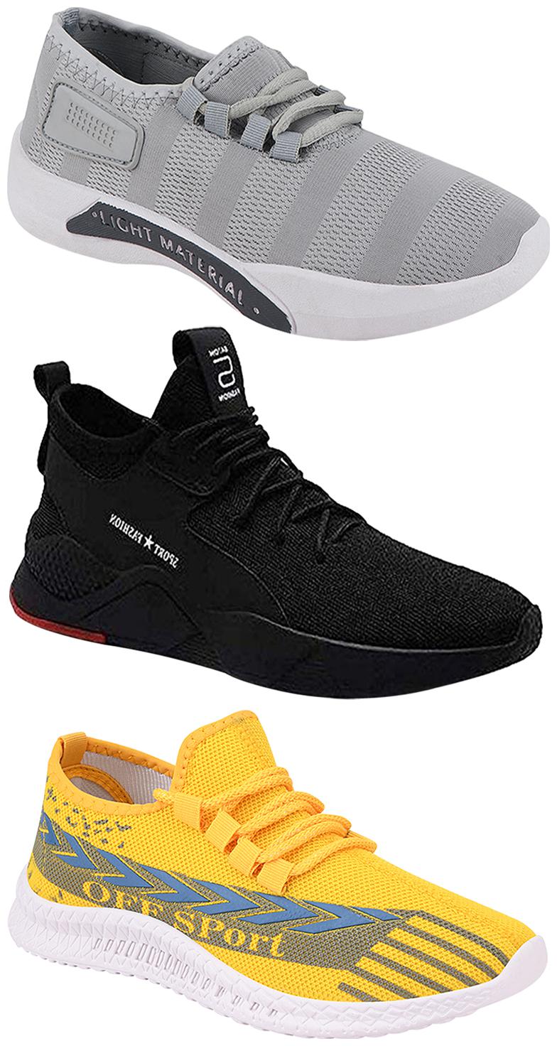 

Birde Men Multicolor Mesh Canvas Casual Sports Sneakers Runnning Shoes for Men s Boy s - UK7 (Combo of 3)