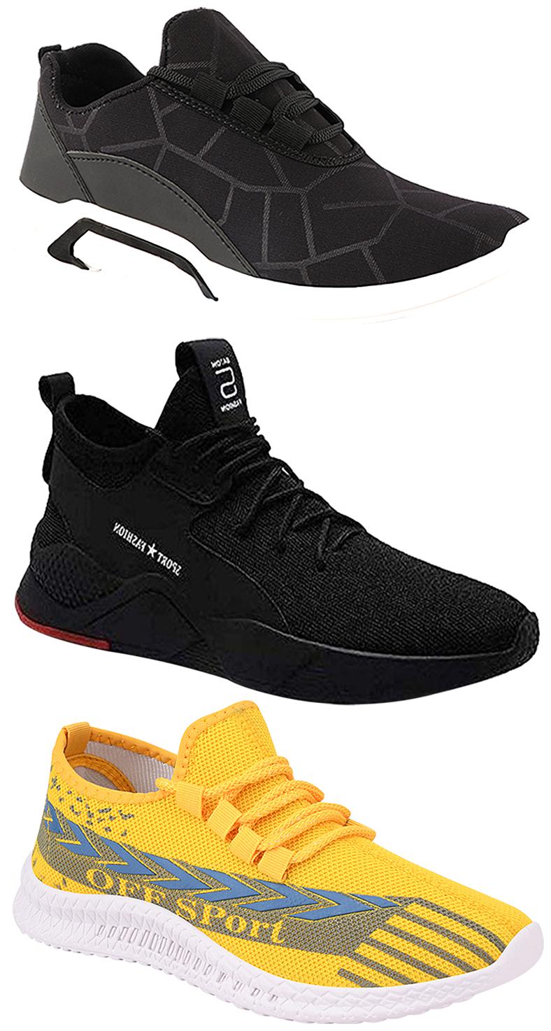 

Birde Men Multicolor Mesh Canvas Casual Sports Sneakers Runnning Shoes for Men s Boy s - UK7 (Combo of 3)
