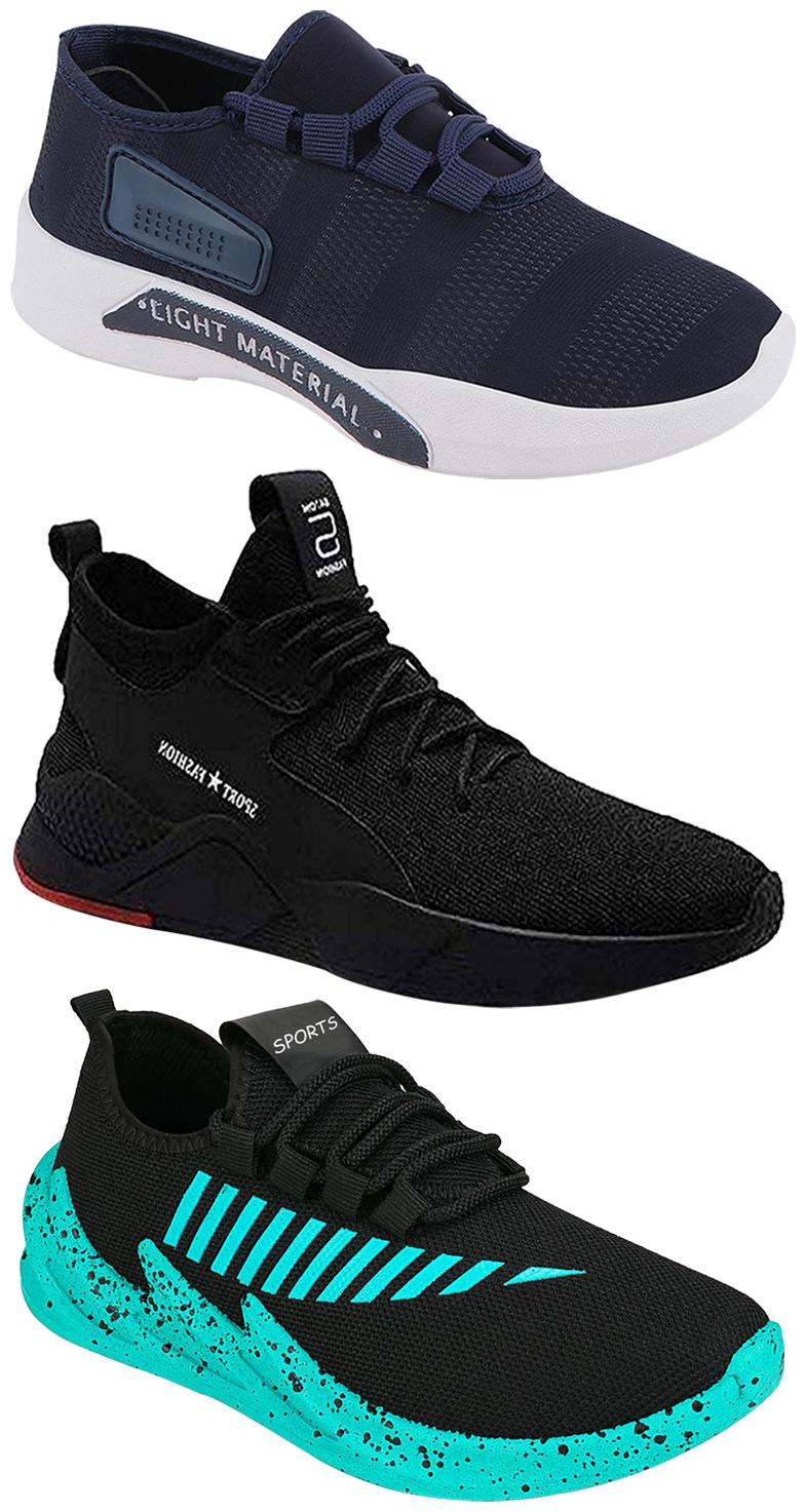 

Birde Men Multicolor Mesh Canvas Casual Sports Sneakers Runnning Shoes for Men s Boy s - UK7 (Combo of 3)