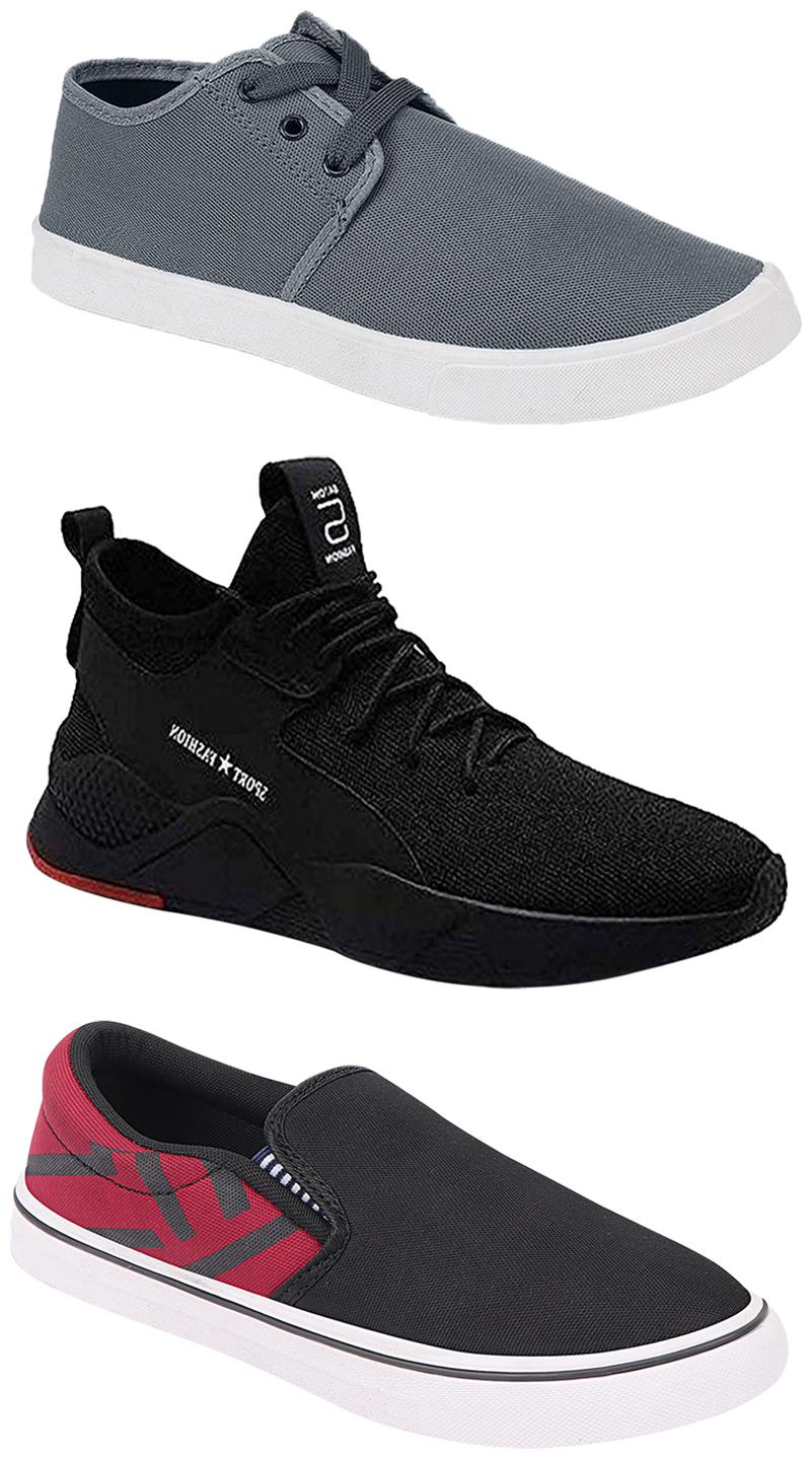 

Birde Men Multicolor Mesh Canvas Casual Sports Sneakers Runnning Shoes for Men s Boy s - UK10 (Combo of 3)