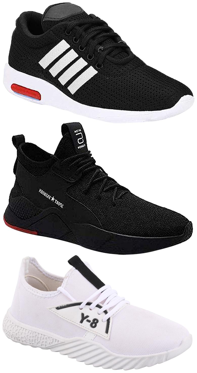 

Birde Men Multicolor Mesh Canvas Casual Sports Sneakers Runnning Shoes for Men s Boy s - UK9 (Combo of 3)