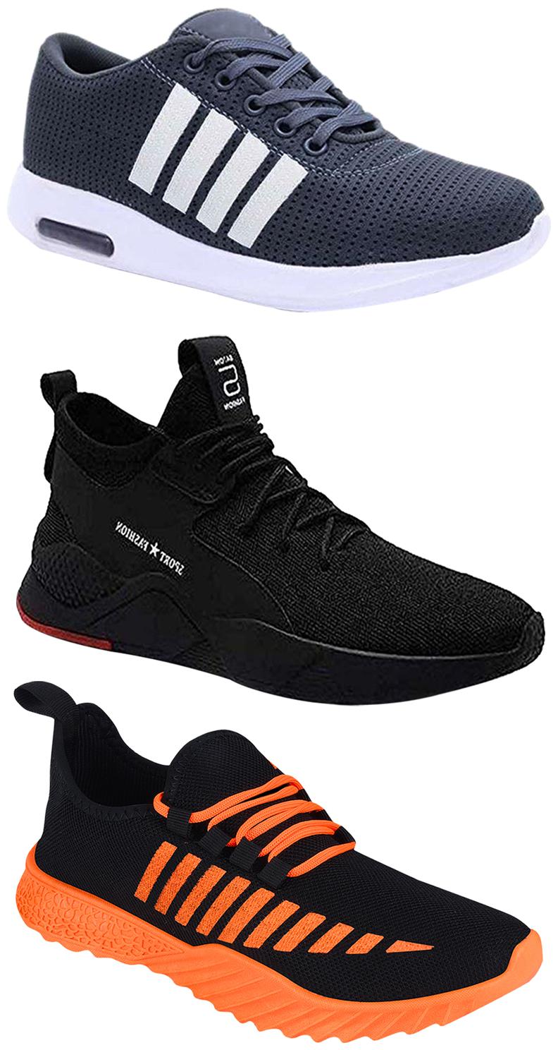 

Birde Men Multicolor Mesh Canvas Casual Sports Sneakers Runnning Shoes for Men s Boy s - UK8 (Combo of 3)