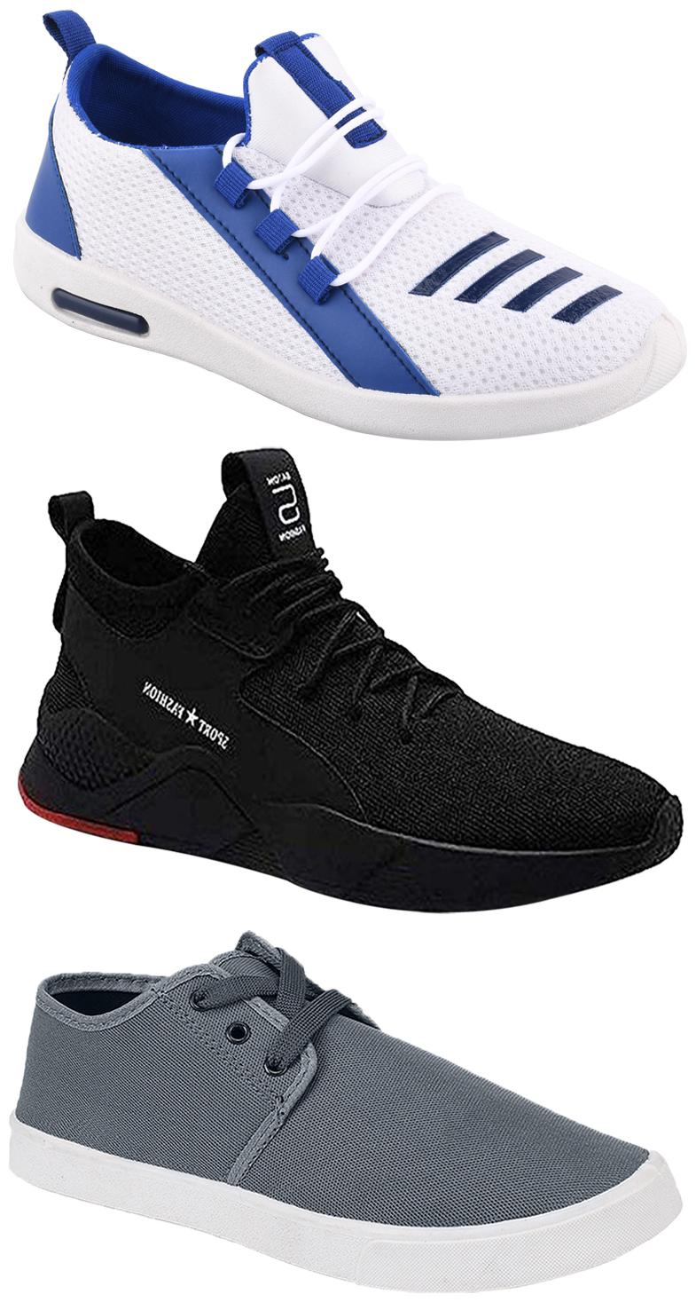 

Birde Men Multicolor Mesh Canvas Casual Sports Sneakers Runnning Shoes for Men s Boy s - UK9 (Combo of 3)