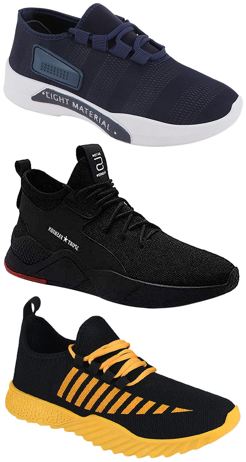 

Birde Men Multicolor Mesh Canvas Casual Sports Sneakers Runnning Shoes for Men s Boy s - UK7 (Combo of 3)