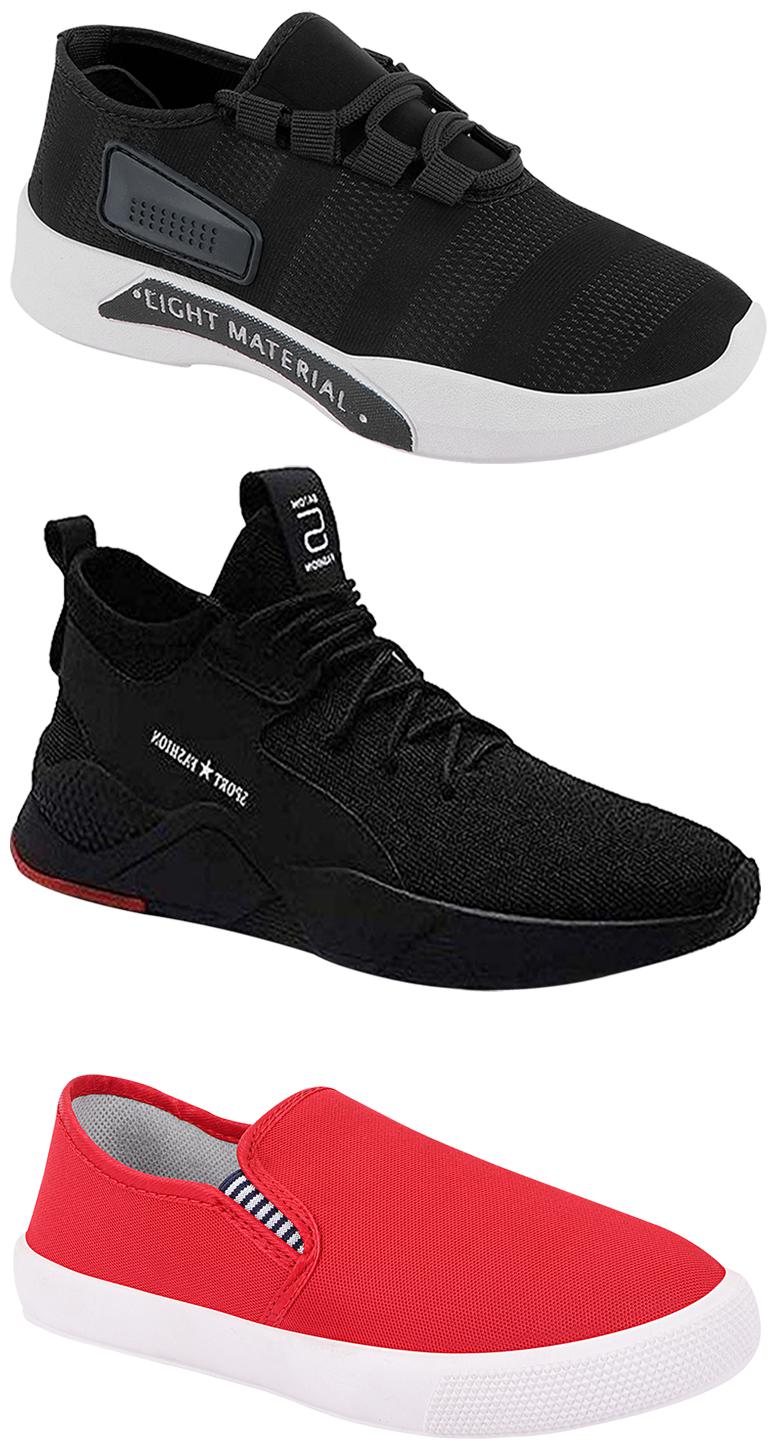 

Birde Men Multicolor Mesh Canvas Casual Sports Sneakers Runnning Shoes for Men s Boy s - UK7 (Combo of 3)