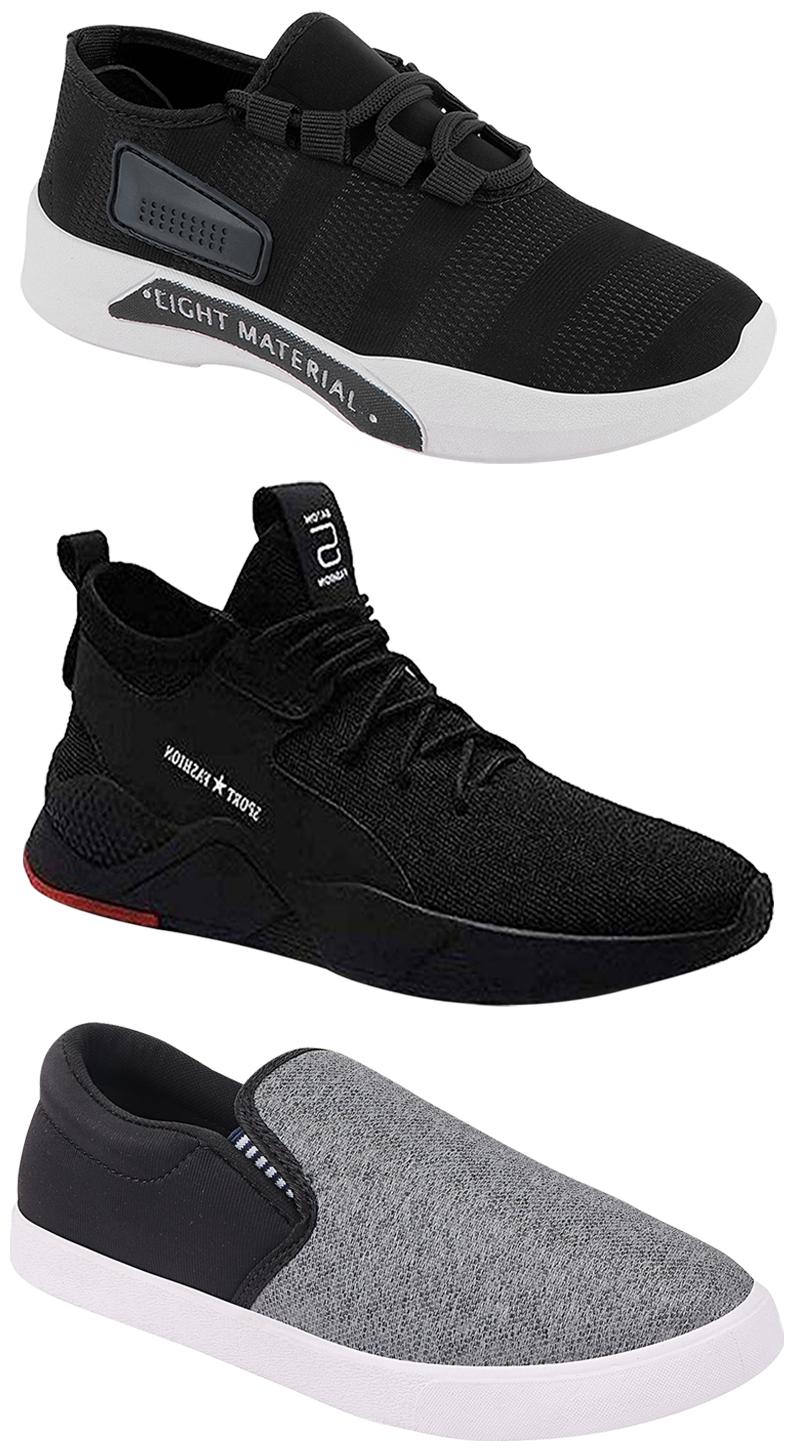 

Birde Men Multicolor Mesh Canvas Casual Sports Sneakers Runnning Shoes for Men s Boy s - UK8 (Combo of 3)
