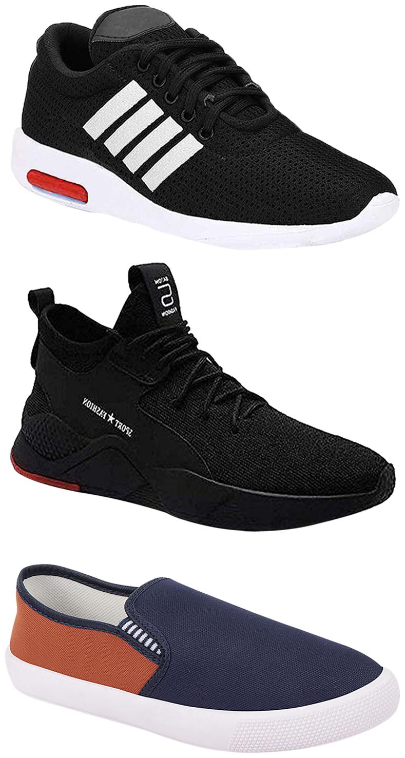 

Birde Men Multicolor Mesh Canvas Casual Sports Sneakers Runnning Shoes for Men s Boy s - UK9 (Combo of 3)