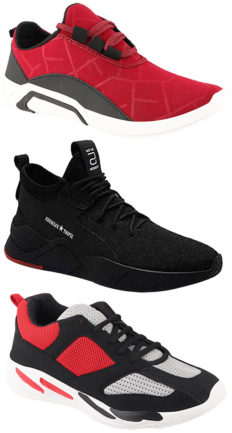 

Birde Men Multicolor Mesh Canvas Casual Sports Sneakers Runnning Shoes for Men s Boy s - UK9 (Combo of 3)