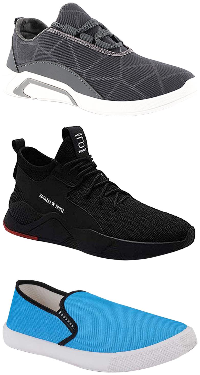 

Birde Men Multicolor Mesh Canvas Casual Sports Sneakers Runnning Shoes for Men s Boy s - UK7 (Combo of 3)