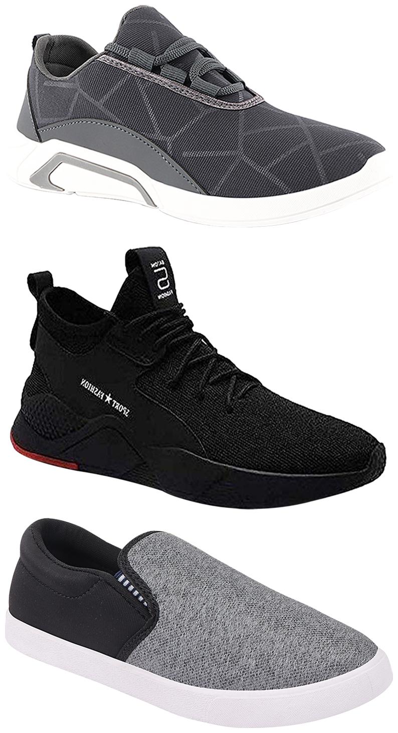 

Birde Men Multicolor Mesh Canvas Casual Sports Sneakers Runnning Shoes for Men s Boy s - UK7 (Combo of 3)