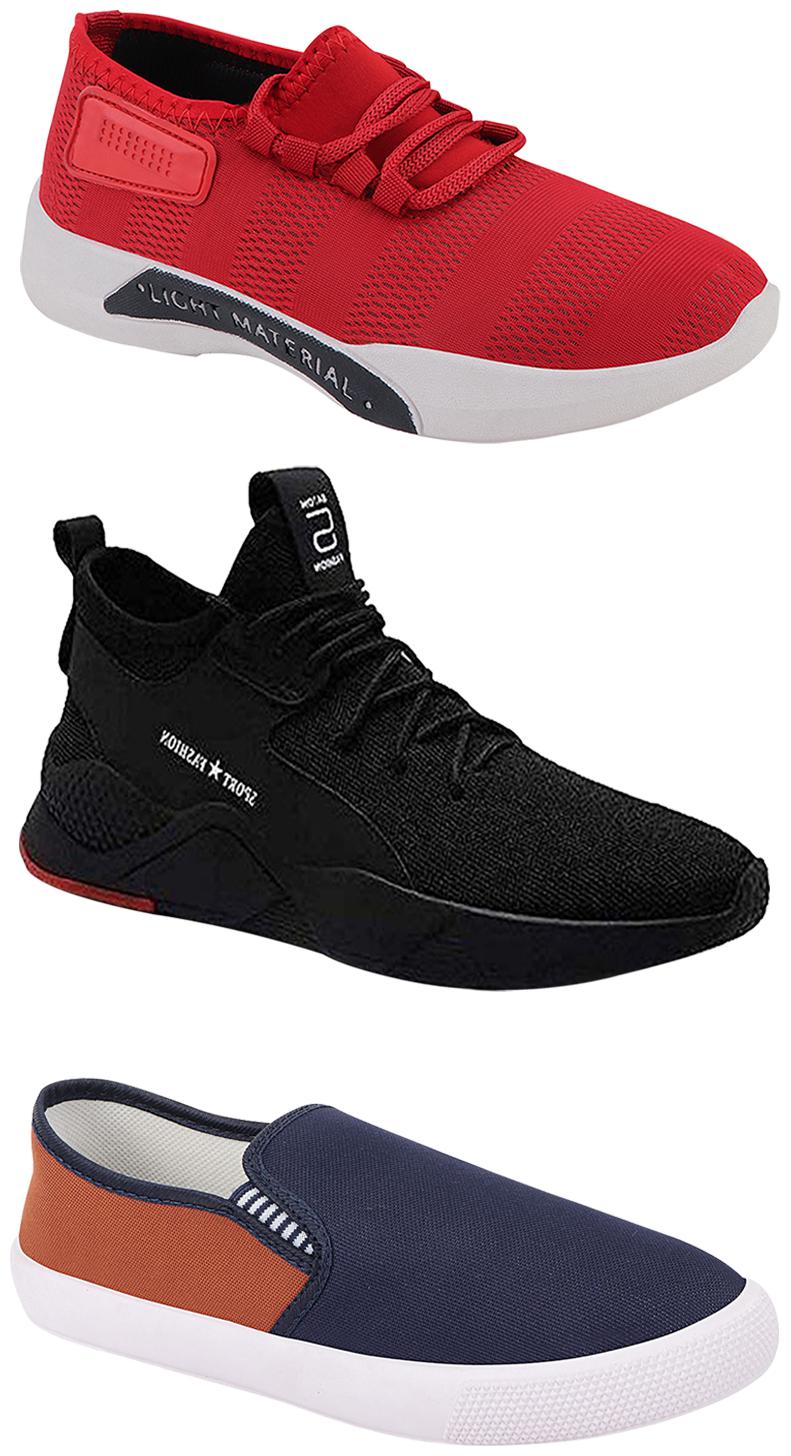 

Birde Men Multicolor Mesh Canvas Casual Sports Sneakers Runnning Shoes for Men s Boy s - UK6 (Combo of 3)