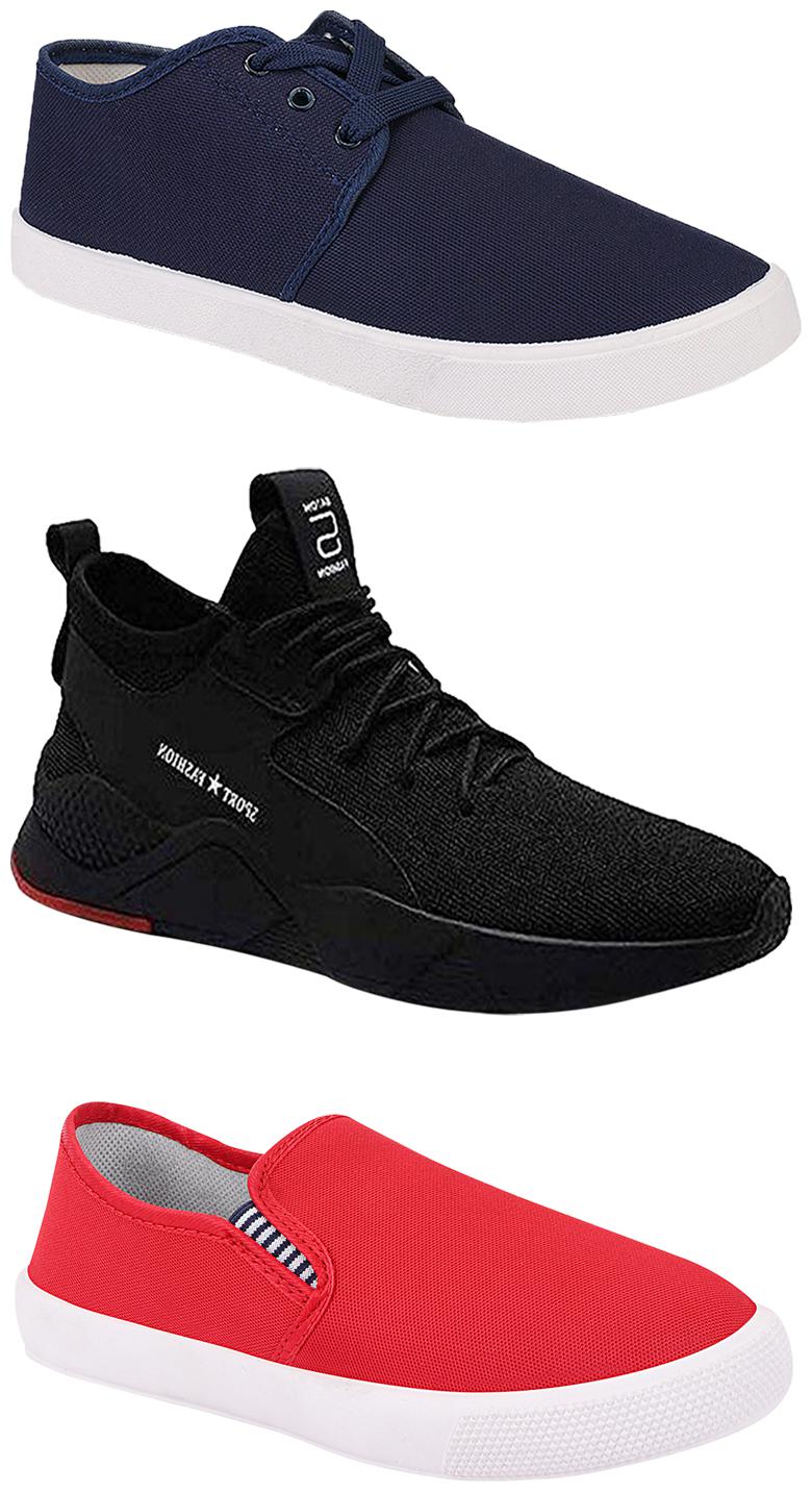 

Birde Men Multicolor Mesh Canvas Casual Sports Sneakers Runnning Shoes for Men s Boy s - UK6 (Combo of 3)