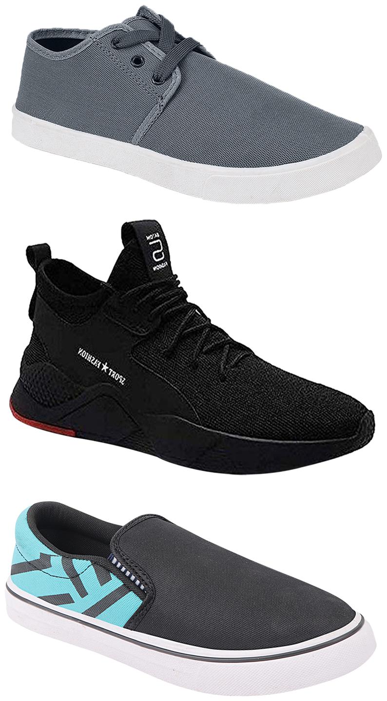 

Birde Men Multicolor Mesh Canvas Casual Sports Sneakers Runnning Shoes for Men s Boy s - UK6 (Combo of 3)