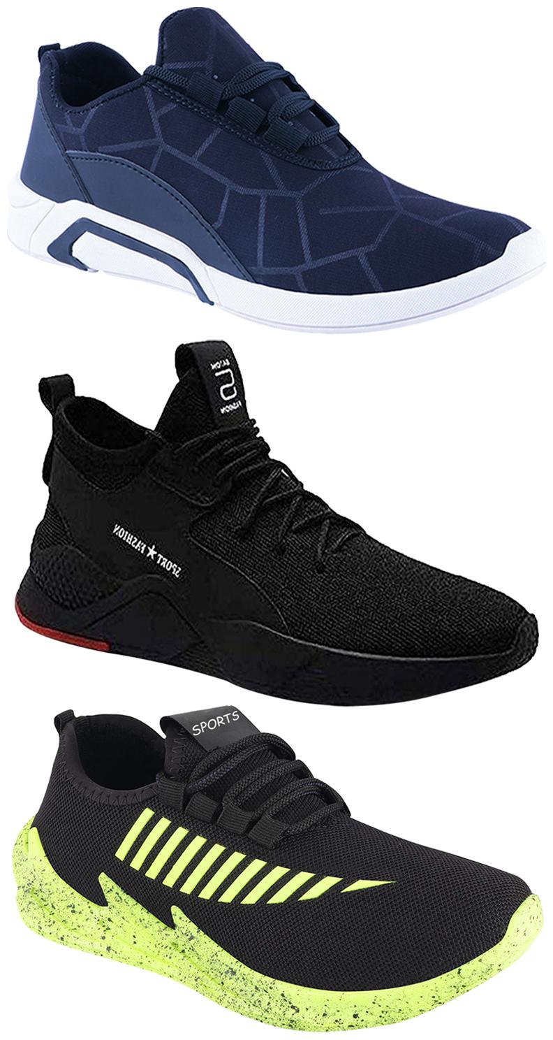 

Birde Men Multicolor Mesh Canvas Casual Sports Sneakers Runnning Shoes for Men s Boy s - UK8 (Combo of 3)