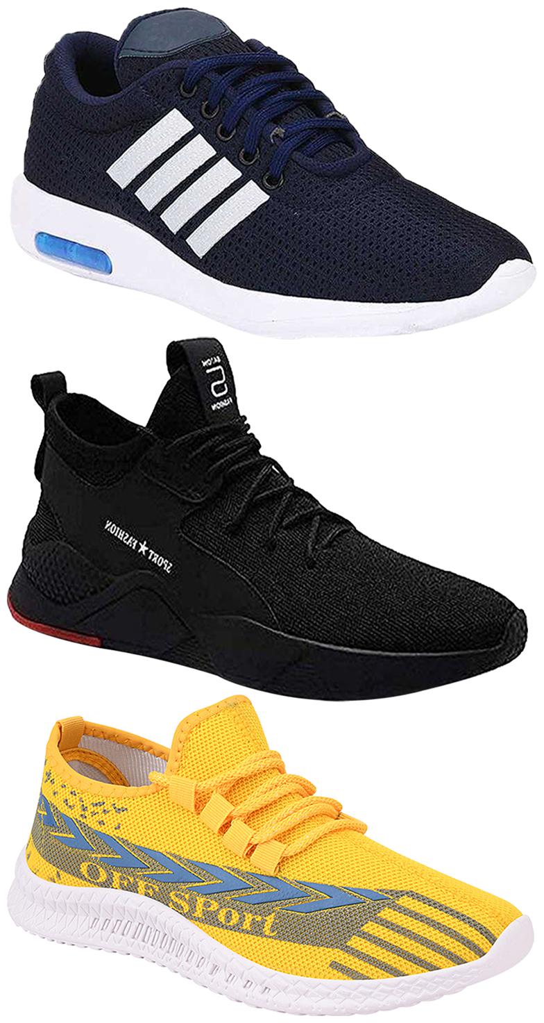 

Birde Men Multicolor Mesh Canvas Casual Sports Sneakers Runnning Shoes for Men s Boy s - UK6 (Combo of 3)
