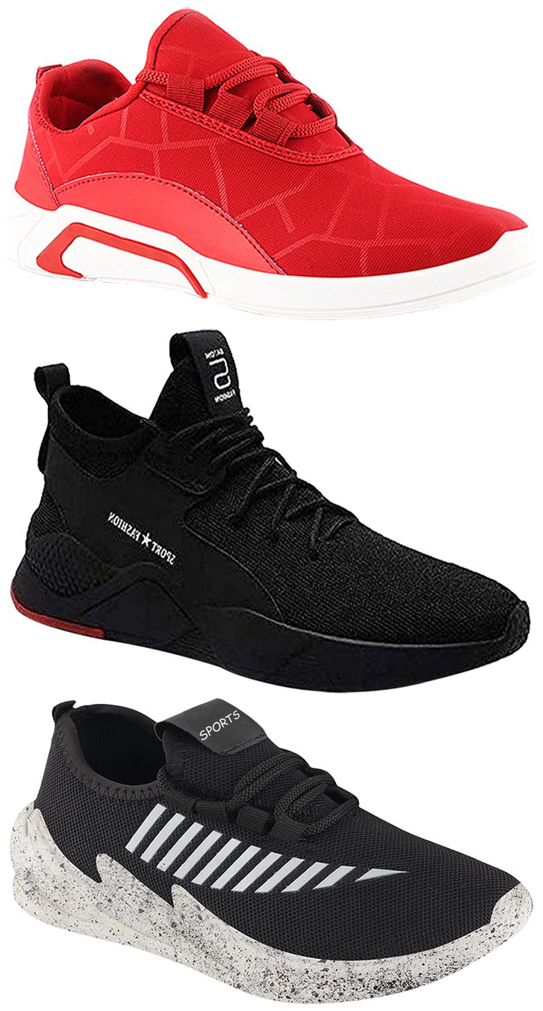 

Birde Men Multicolor Mesh Canvas Casual Sports Sneakers Runnning Shoes for Men s Boy s - UK9 (Combo of 3)