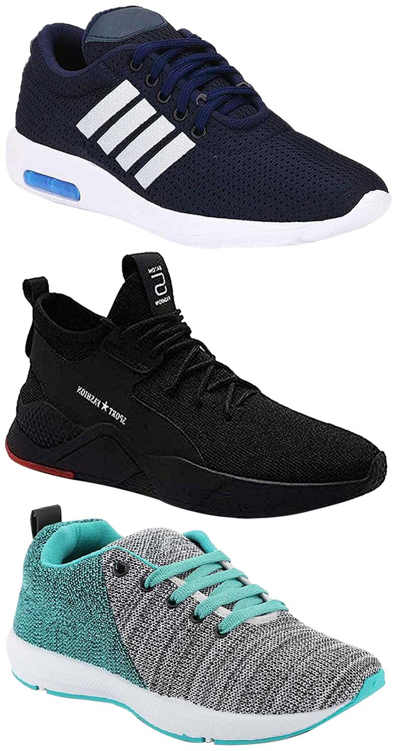 

Birde Men Multicolor Mesh Canvas Casual Sports Sneakers Runnning Shoes for Men s Boy s - UK7 (Combo of 3)