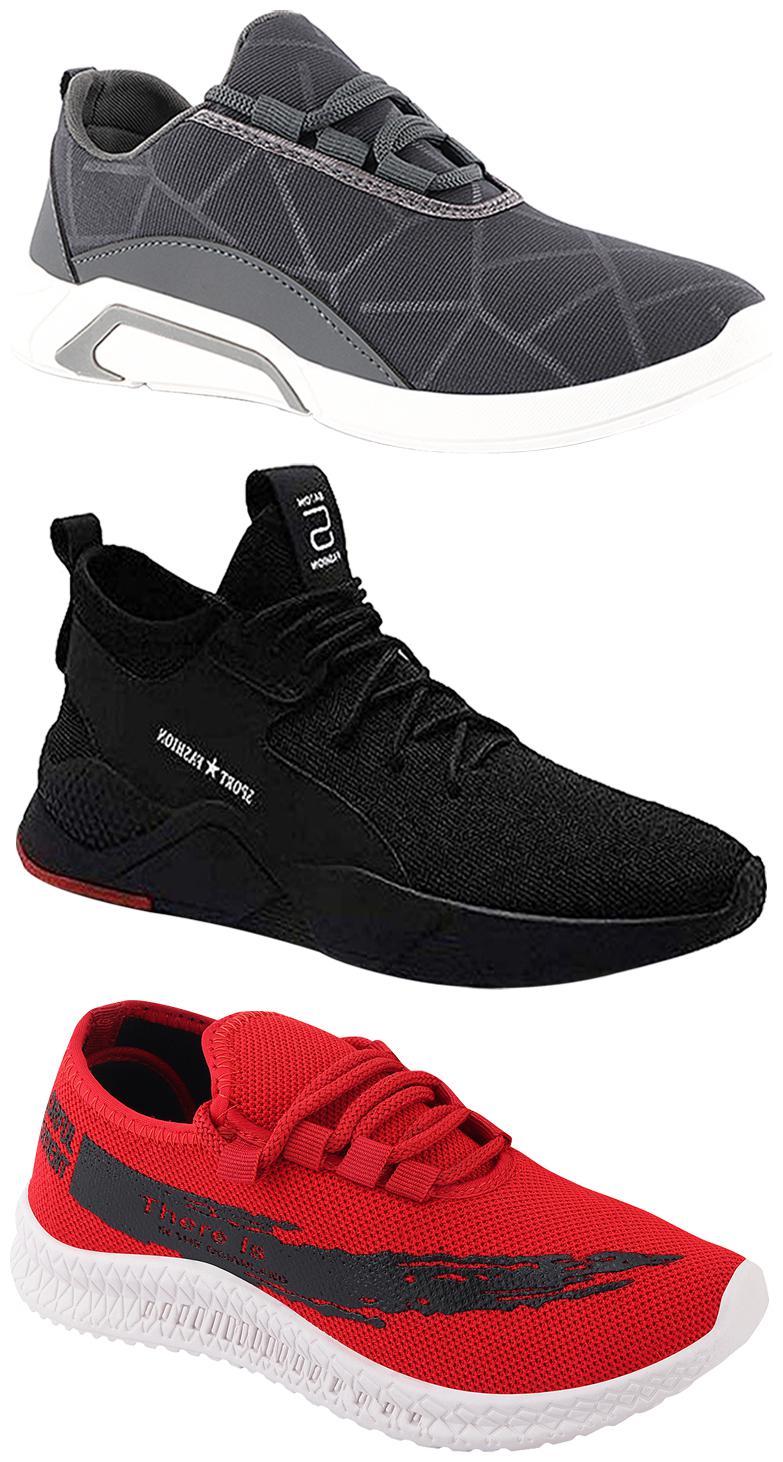 

Birde Men Multicolor Mesh Canvas Casual Sports Sneakers Runnning Shoes for Men s Boy s - UK7 (Combo of 3)