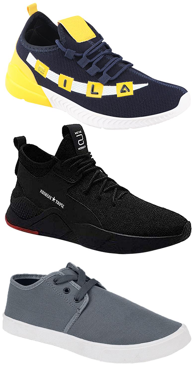 

Birde Men Multicolor Mesh Canvas Casual Sports Sneakers Runnning Shoes for Men s Boy s - UK8 (Combo of 3)