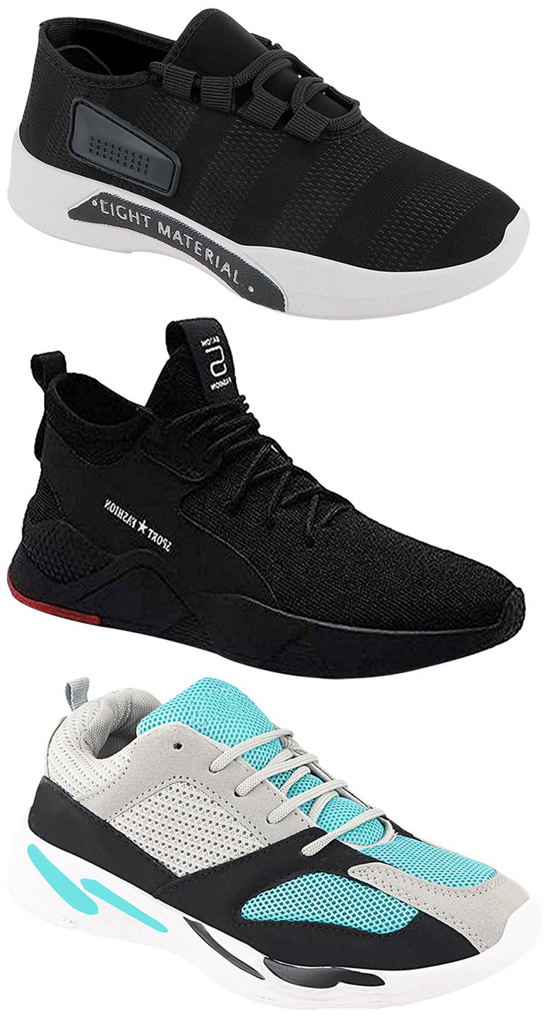 

Birde Men Multicolor Mesh Canvas Casual Sports Sneakers Runnning Shoes for Men s Boy s - UK10 (Combo of 3)