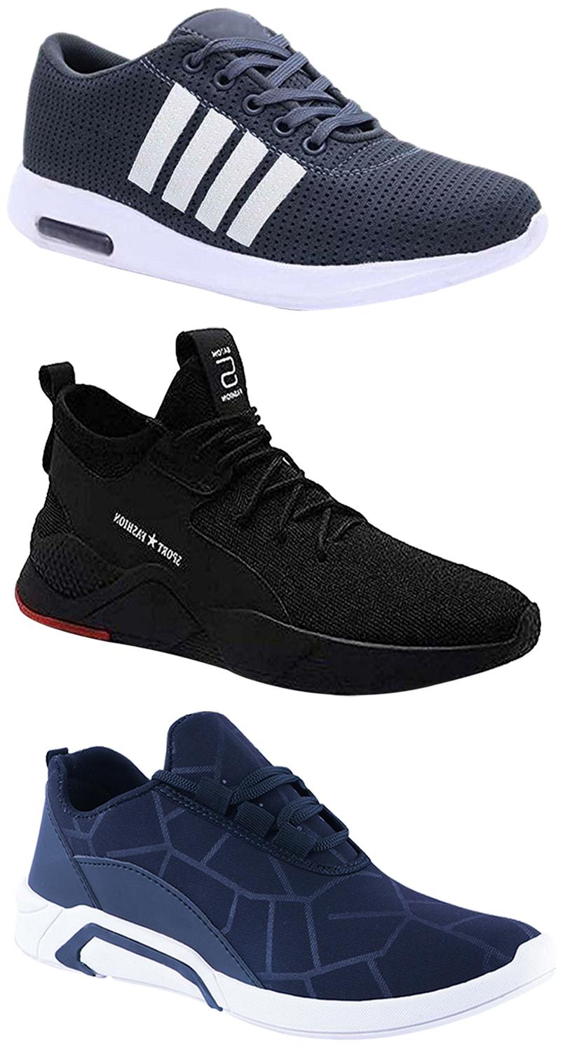 

Birde Men Multicolor Mesh Canvas Casual Sports Sneakers Runnning Shoes for Men s Boy s - UK10 (Combo of 3)