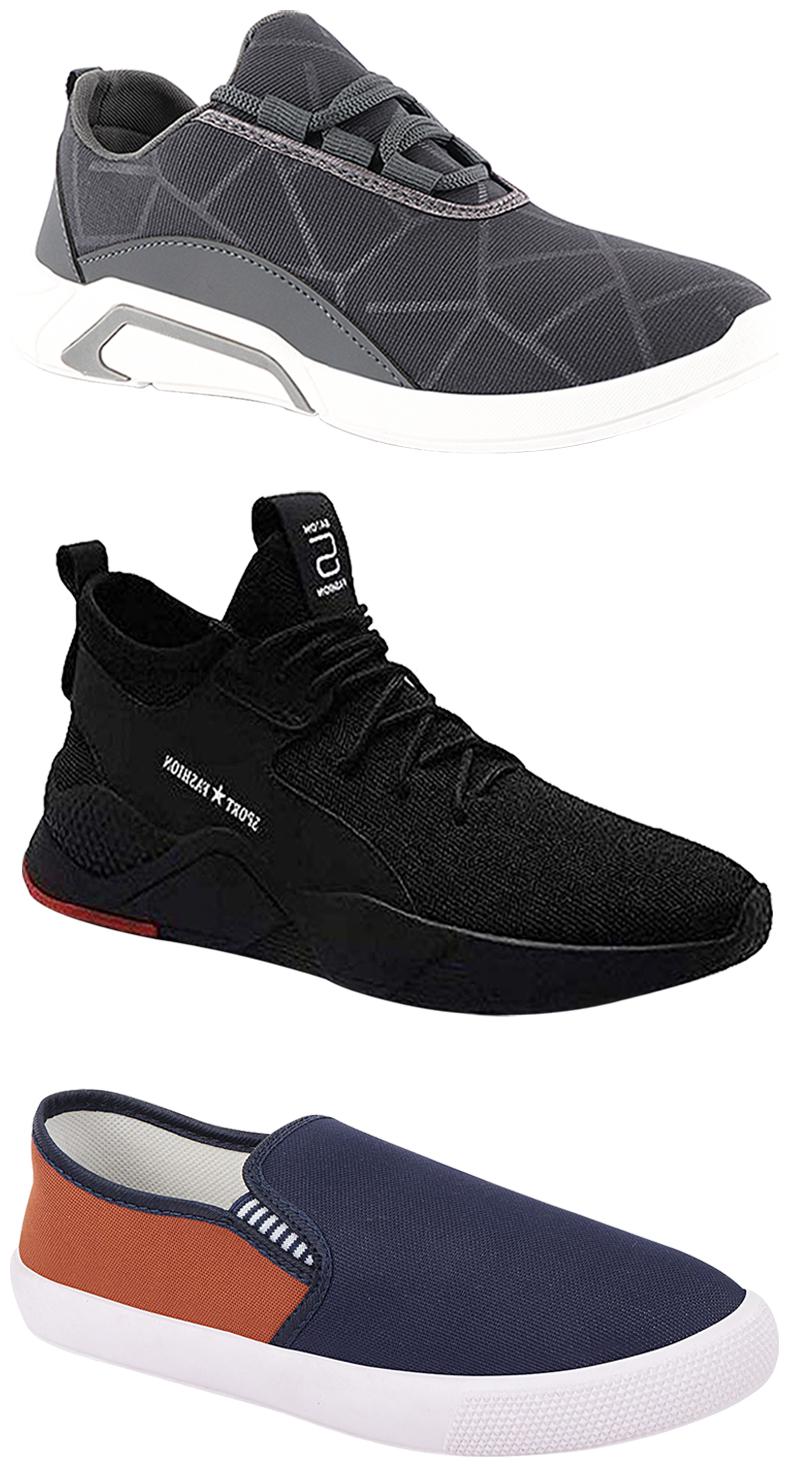 

Birde Men Multicolor Mesh Canvas Casual Sports Sneakers Runnning Shoes for Men s Boy s - UK7 (Combo of 3)