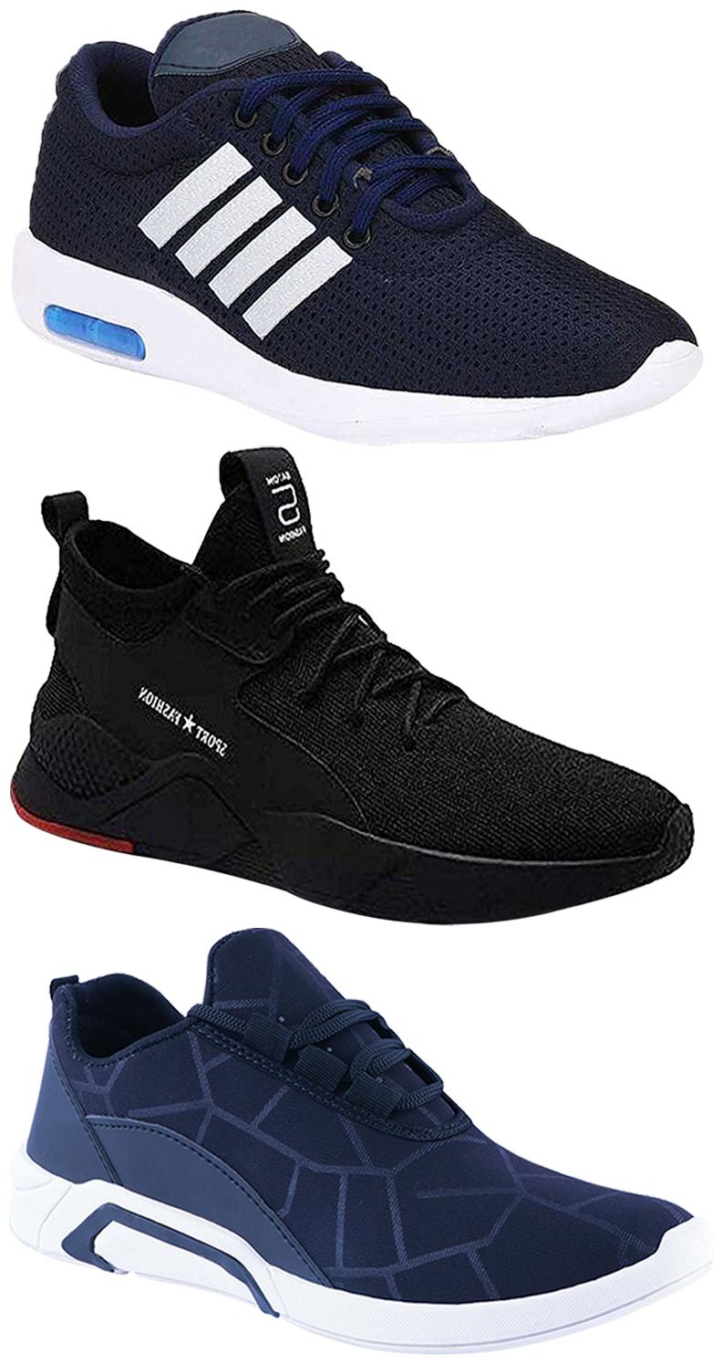 

Birde Men Multicolor Mesh Canvas Casual Sports Sneakers Runnning Shoes for Men s Boy s - UK8 (Combo of 3)