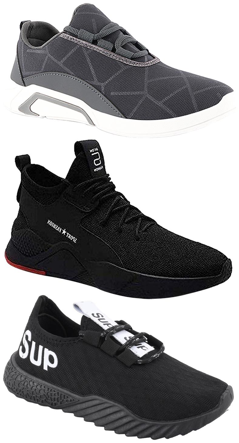 

Birde Men Multicolor Mesh Canvas Casual Sports Sneakers Runnning Shoes for Men s Boy s - UK6 (Combo of 3)
