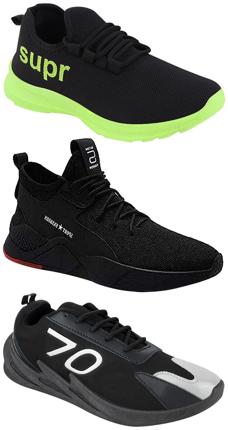 

Birde Men Multicolor Mesh Canvas Casual Sports Sneakers Runnning Shoes for Men s Boy s - UK10 (Combo of 3)