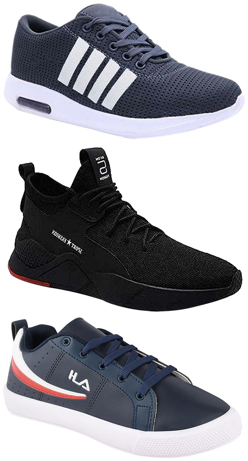 

Birde Men Multicolor Mesh Canvas Casual Sports Sneakers Runnning Shoes for Men s Boy s - UK7 (Combo of 3)