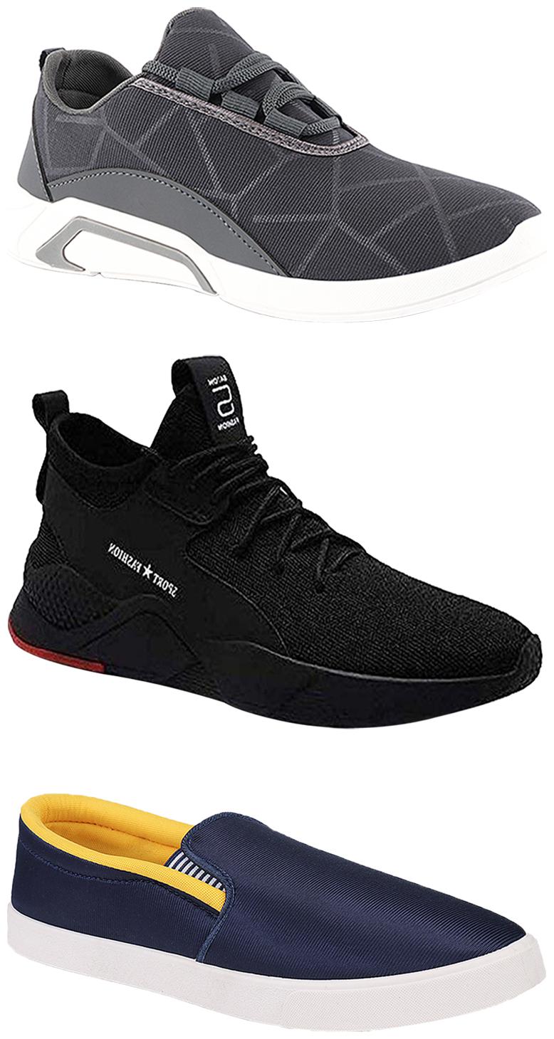 

Birde Men Multicolor Mesh Canvas Casual Sports Sneakers Runnning Shoes for Men s Boy s - UK9 (Combo of 3)