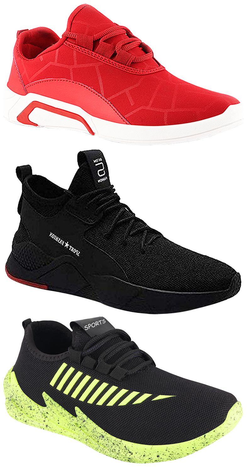 

Birde Men Multicolor Mesh Canvas Casual Sports Sneakers Runnning Shoes for Men s Boy s - UK9 (Combo of 3)