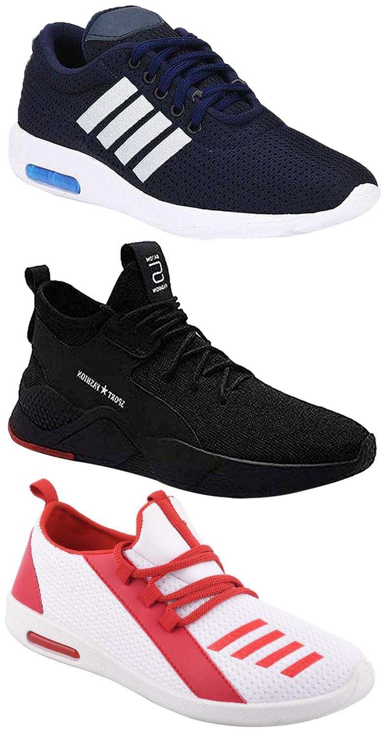 

Birde Men Multicolor Mesh Canvas Casual Sports Sneakers Runnning Shoes for Men s Boy s - UK8 (Combo of 3)
