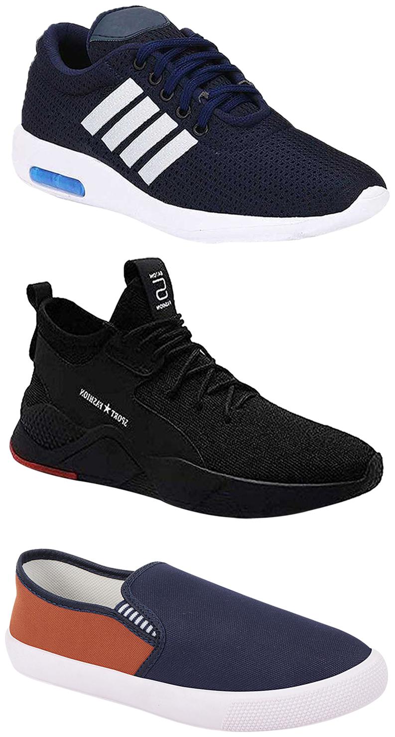 

Birde Men Multicolor Mesh Canvas Casual Sports Sneakers Runnning Shoes for Men s Boy s - UK9 (Combo of 3)